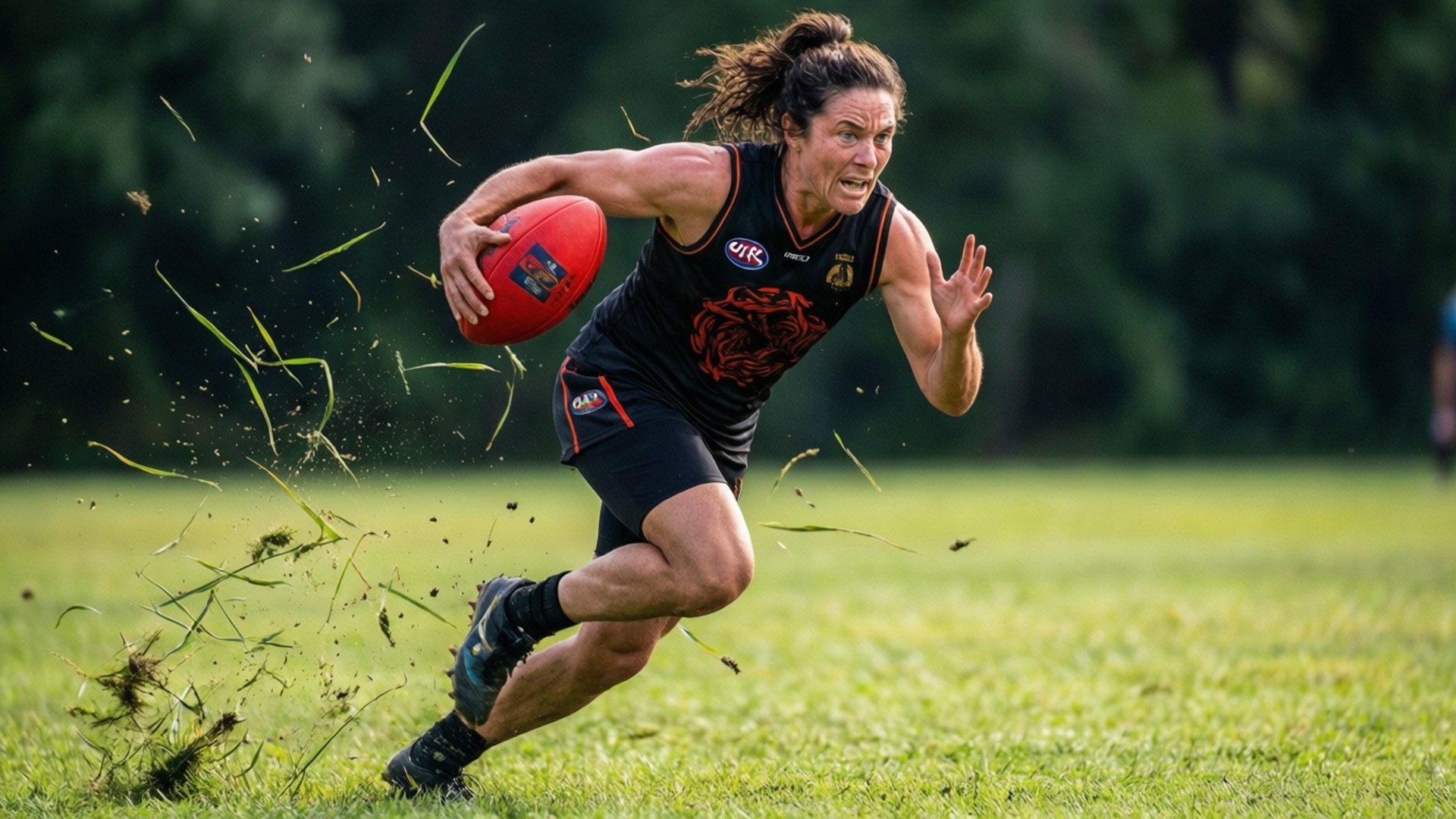 Andi Sullivan sprinttaa pallon kanssa ottelun aikana.