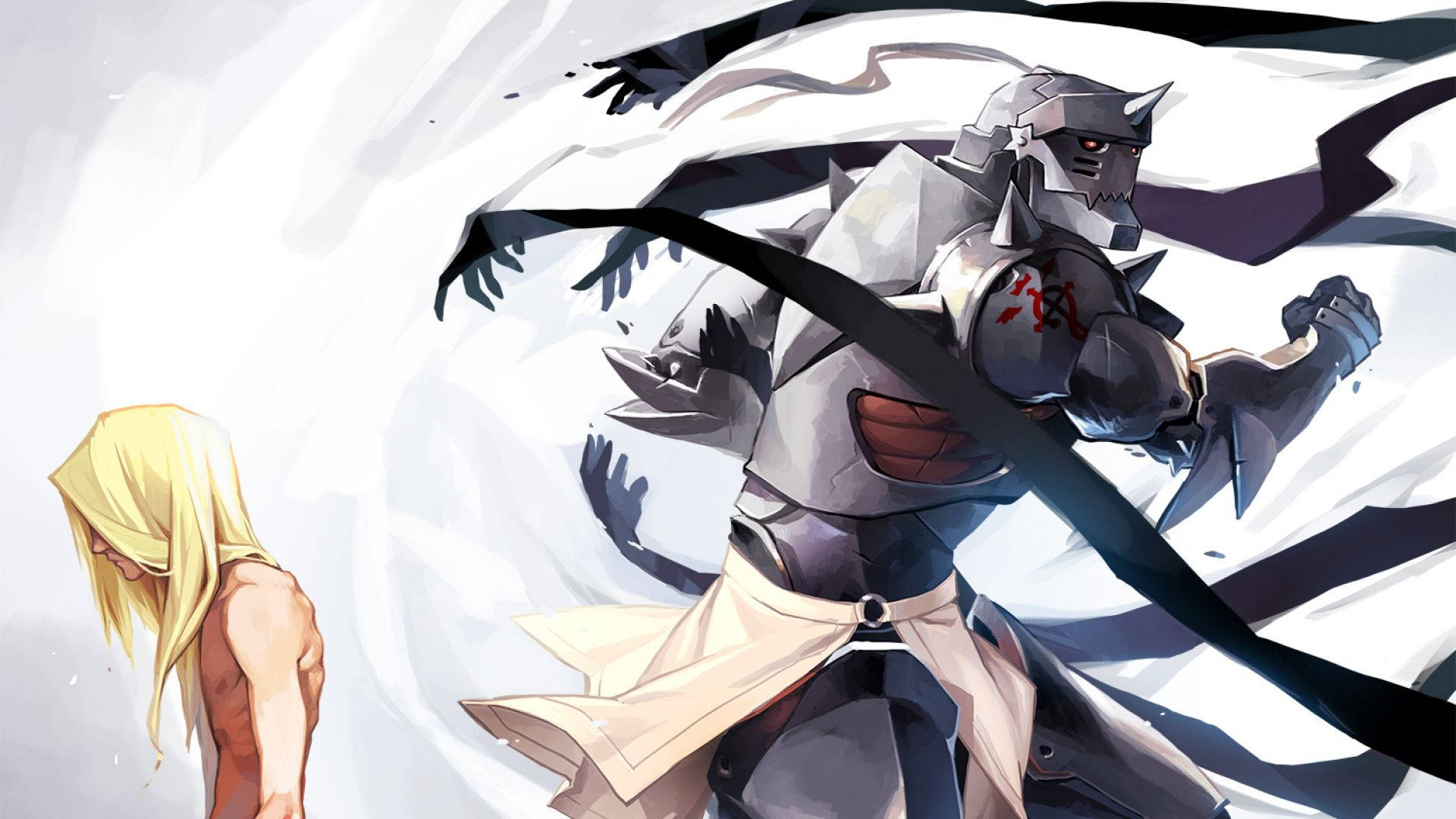 Fullmetal Alchemist Alphonse Elric With Edward Background