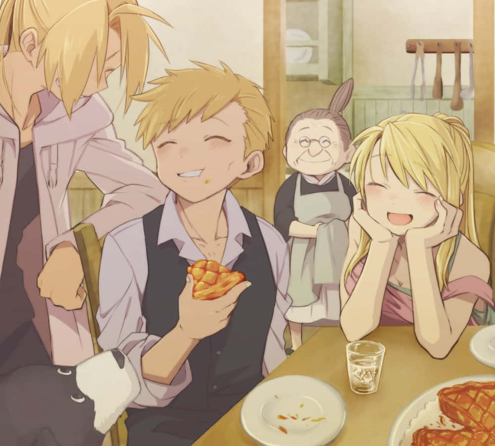 Fullmetal Alchemist Familie Maaltijd Achtergrond