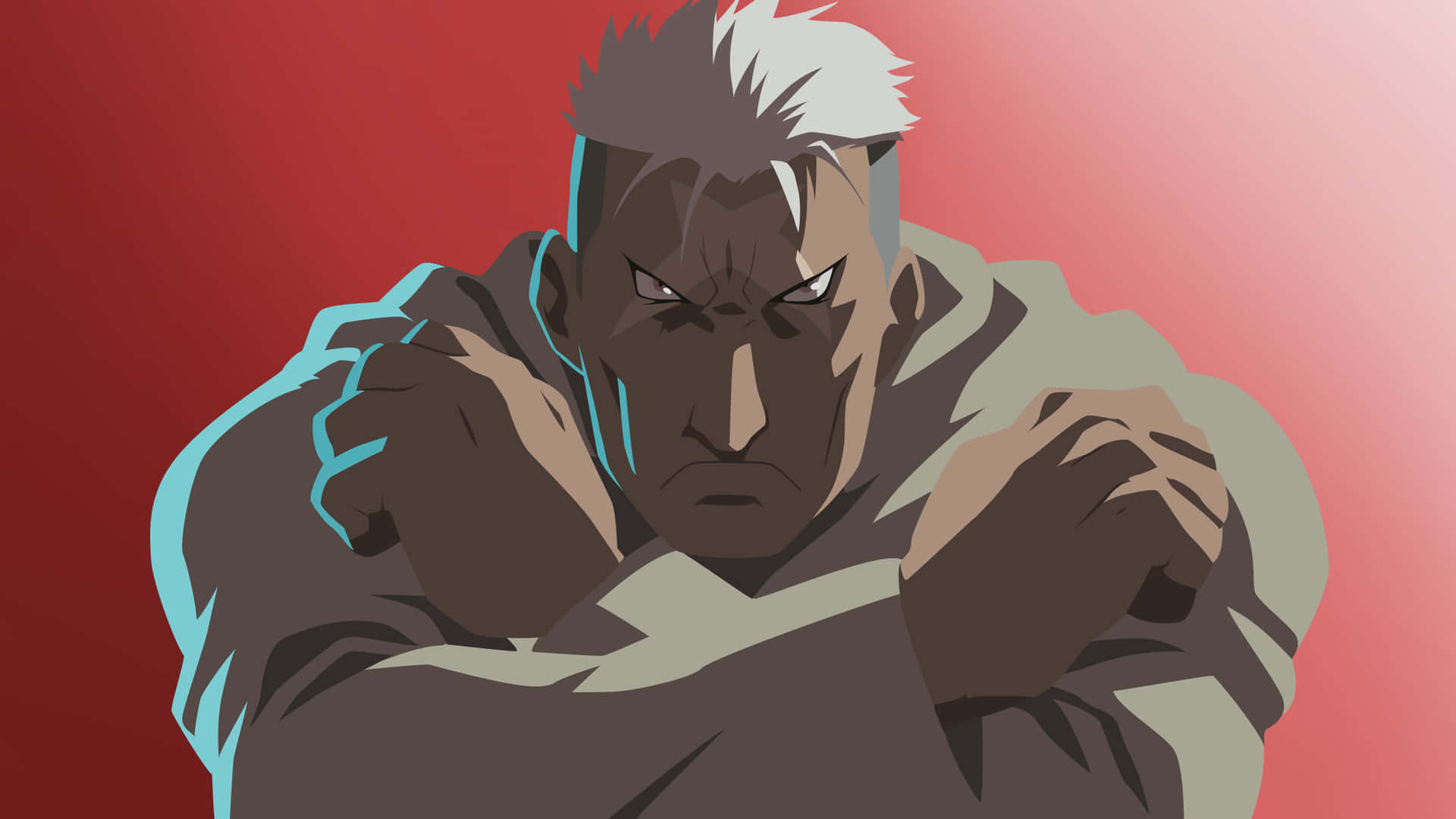 Intense Gaze of Scar from Fullmetal Alchemist Brotherhood Wallpaper