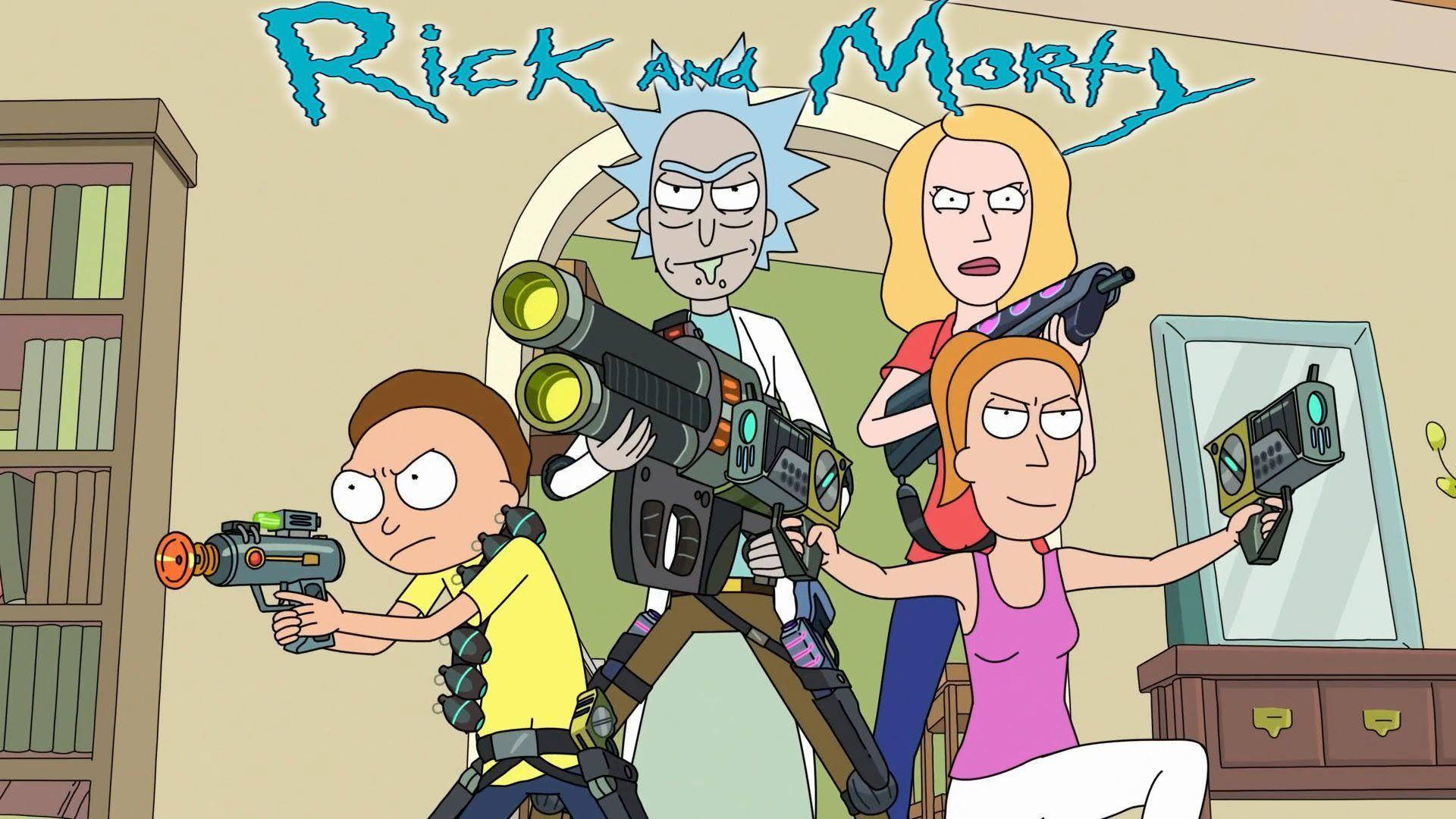 Famiglia Smith Completamente Armata Rick E Morty 4k Sfondo