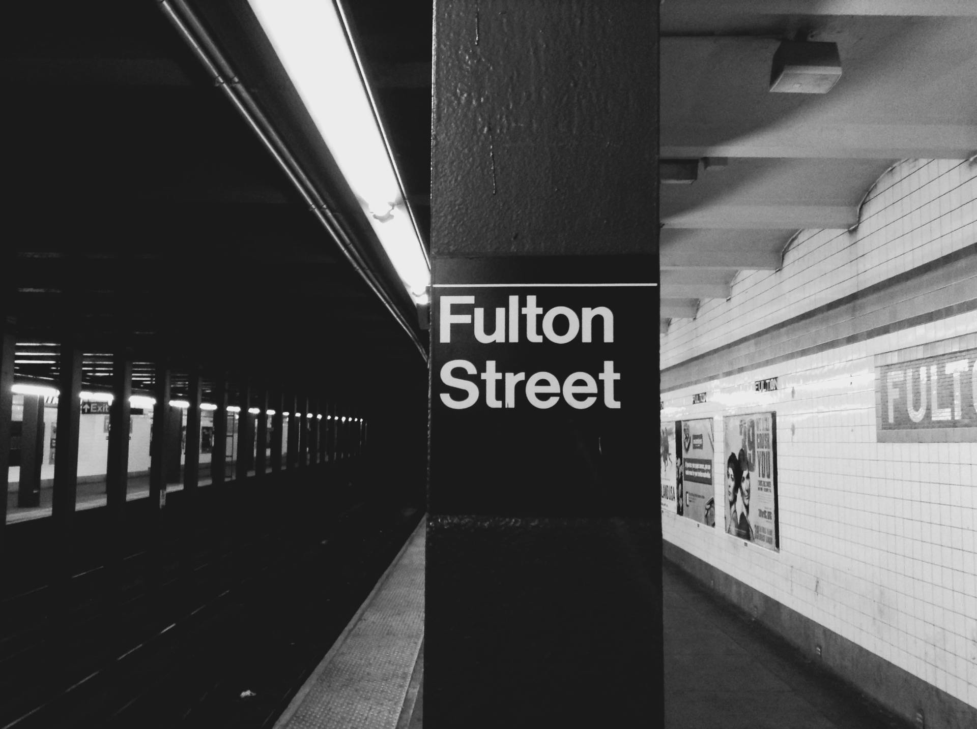 Piattaforma Della Metropolitana Di Fulton Street Sfondo