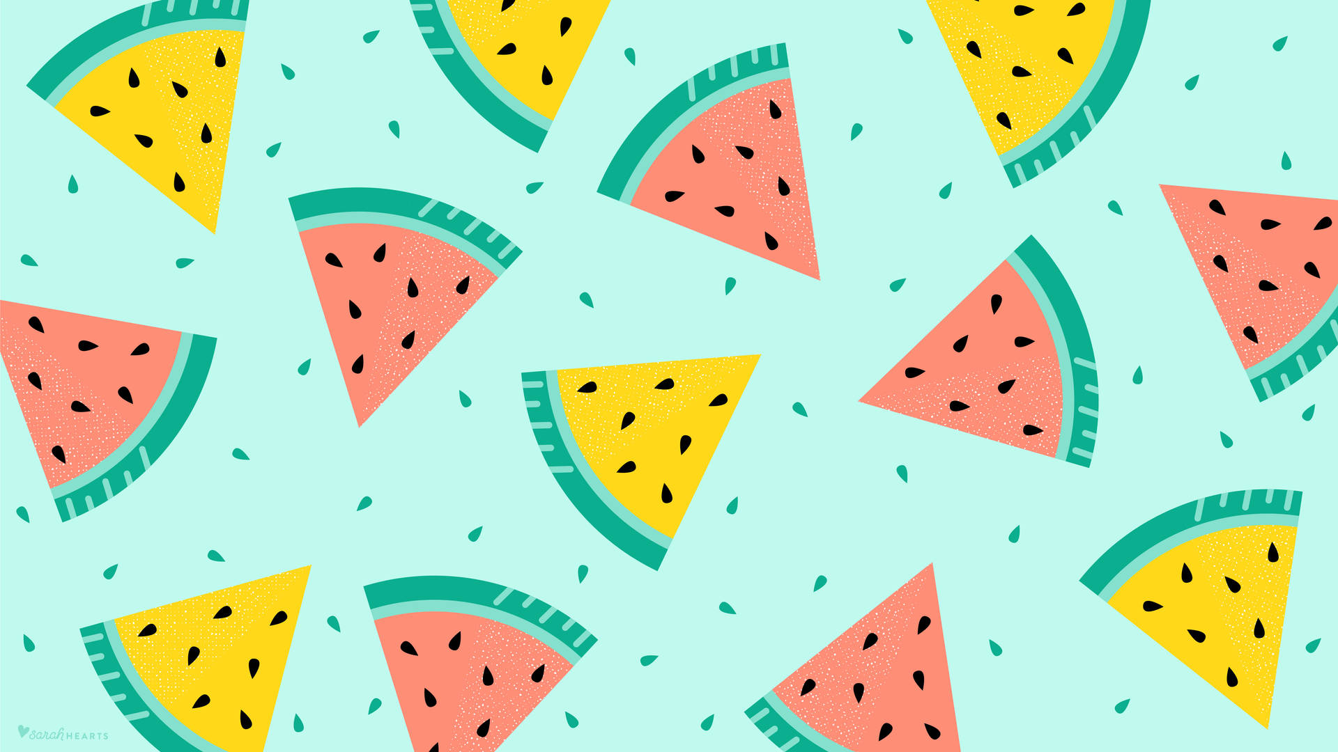 Sjove farvede søde vandmeloner skiver Wallpaper