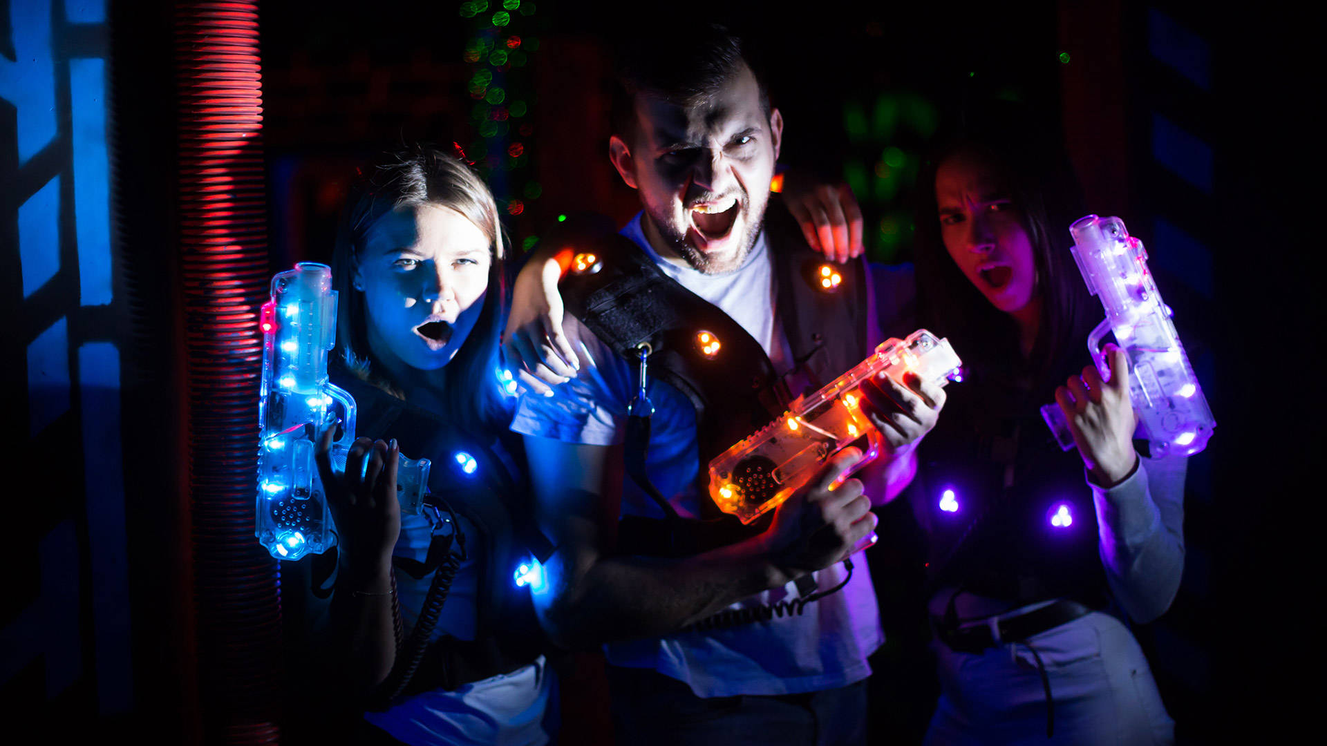 Thrills and Spills in Laser Tag Adventure Wallpaper