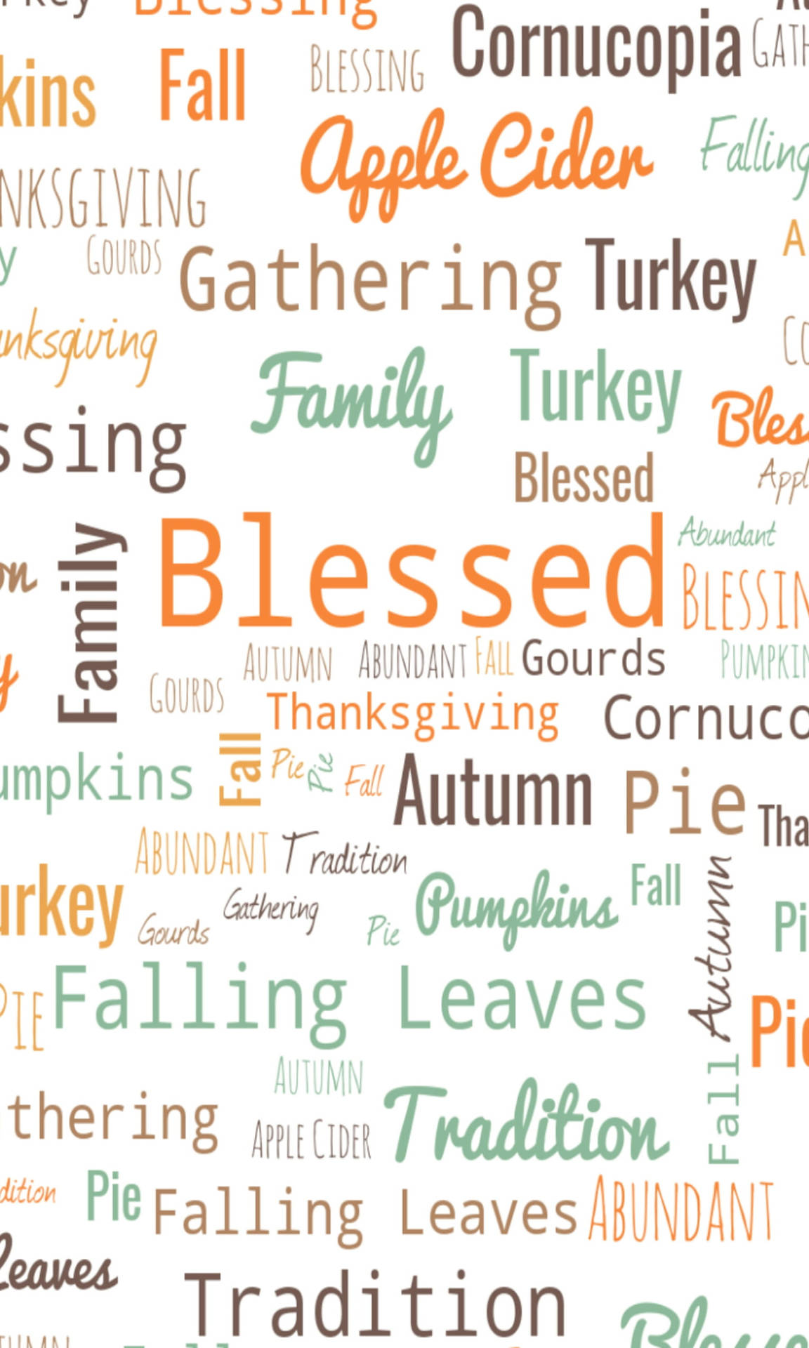 Sjov Thanksgiving billede fuld af ord iPhone tapet. Wallpaper