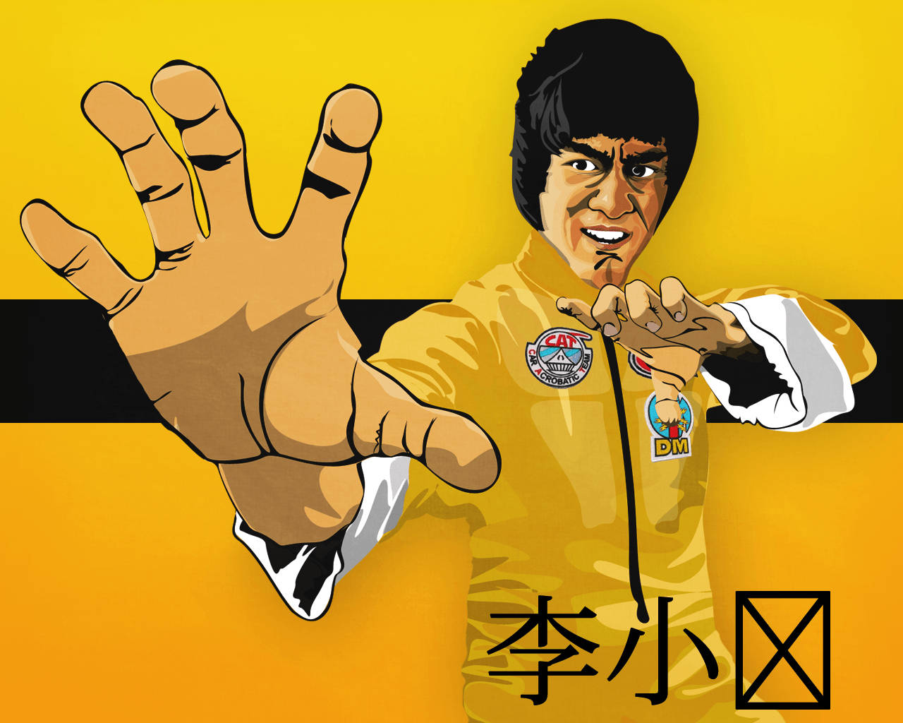 Fun Yellow Bruce Lee Art Wallpaper