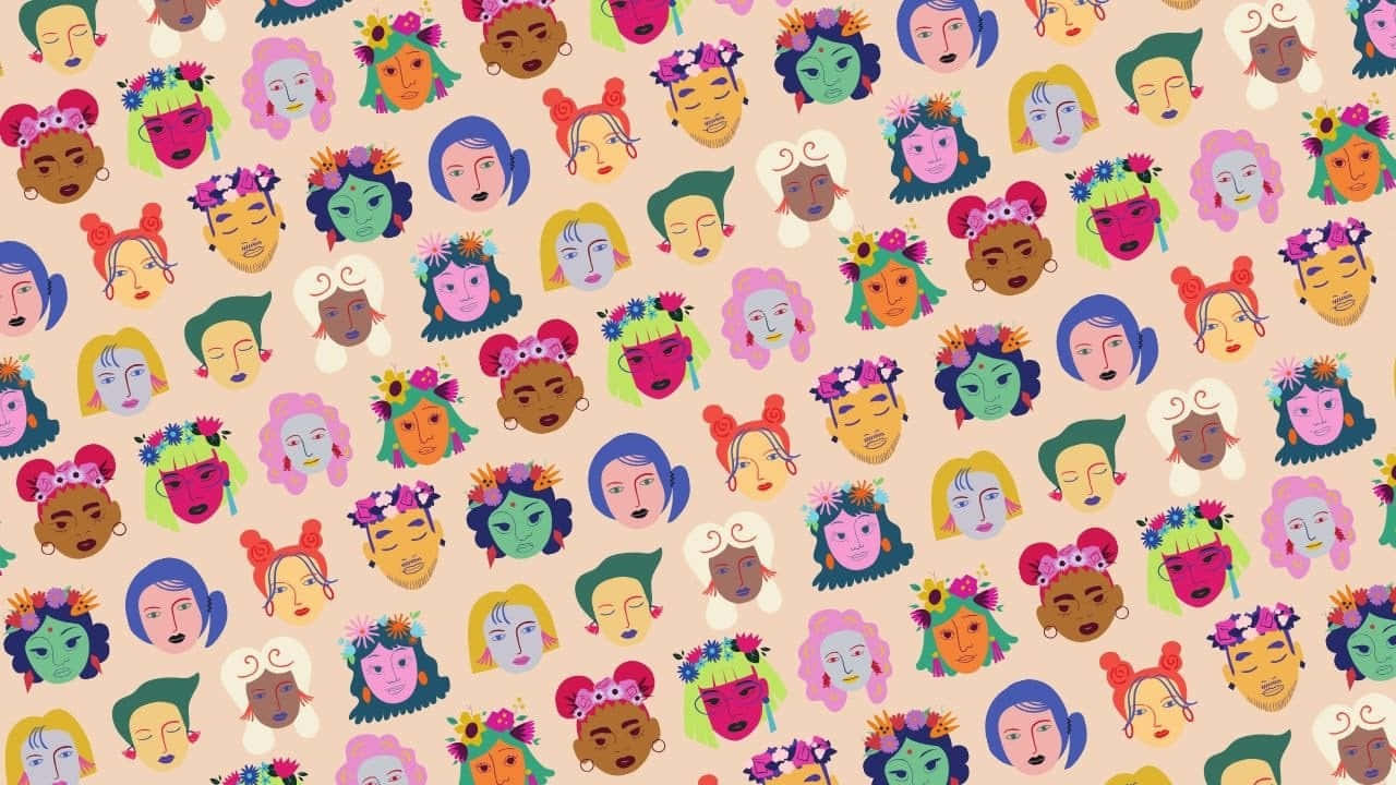 A Pattern With Many Different Faces On It