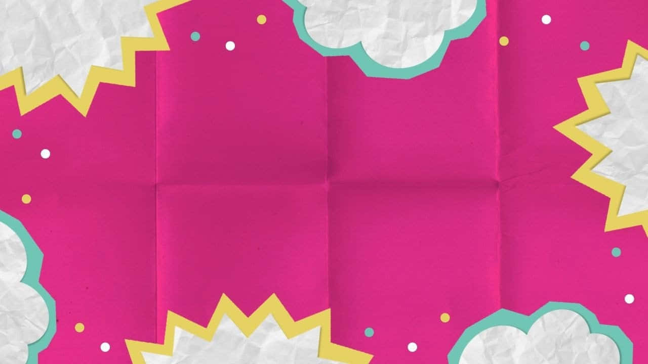 Pink Paper With Clouds And Bubbles