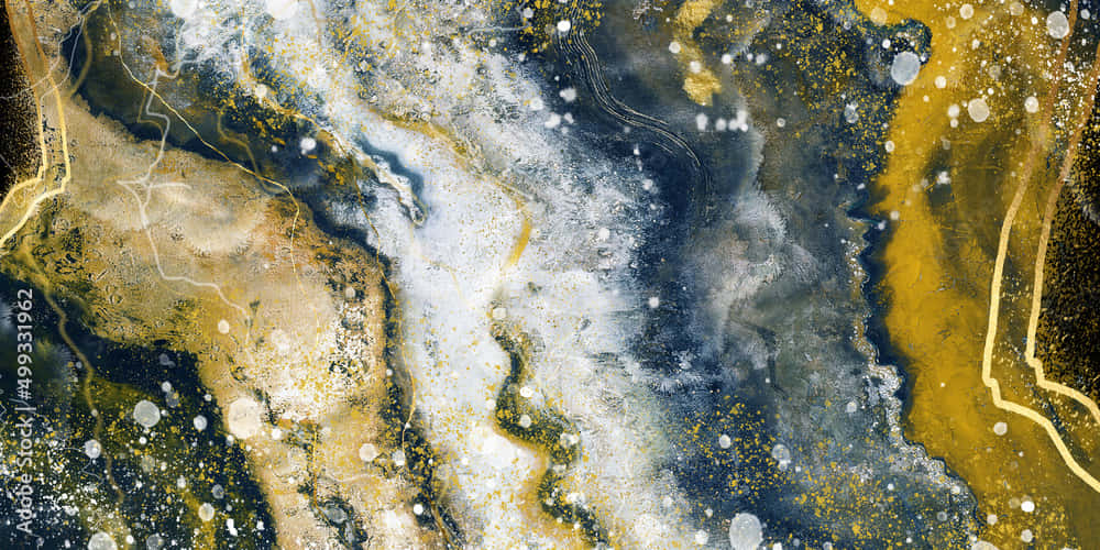 A Painting Of A Yellow And Gold Marble Wallpaper