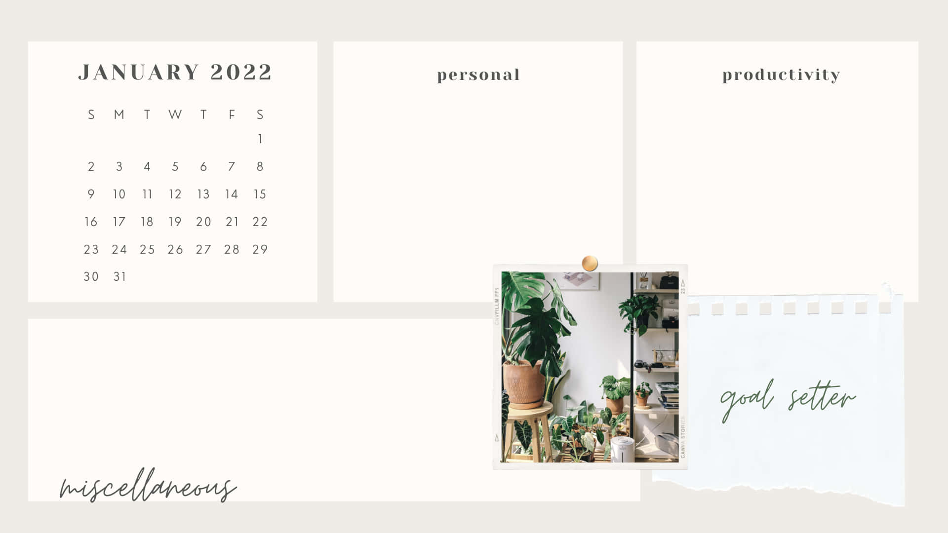 En kalender med en plante og en planter Wallpaper