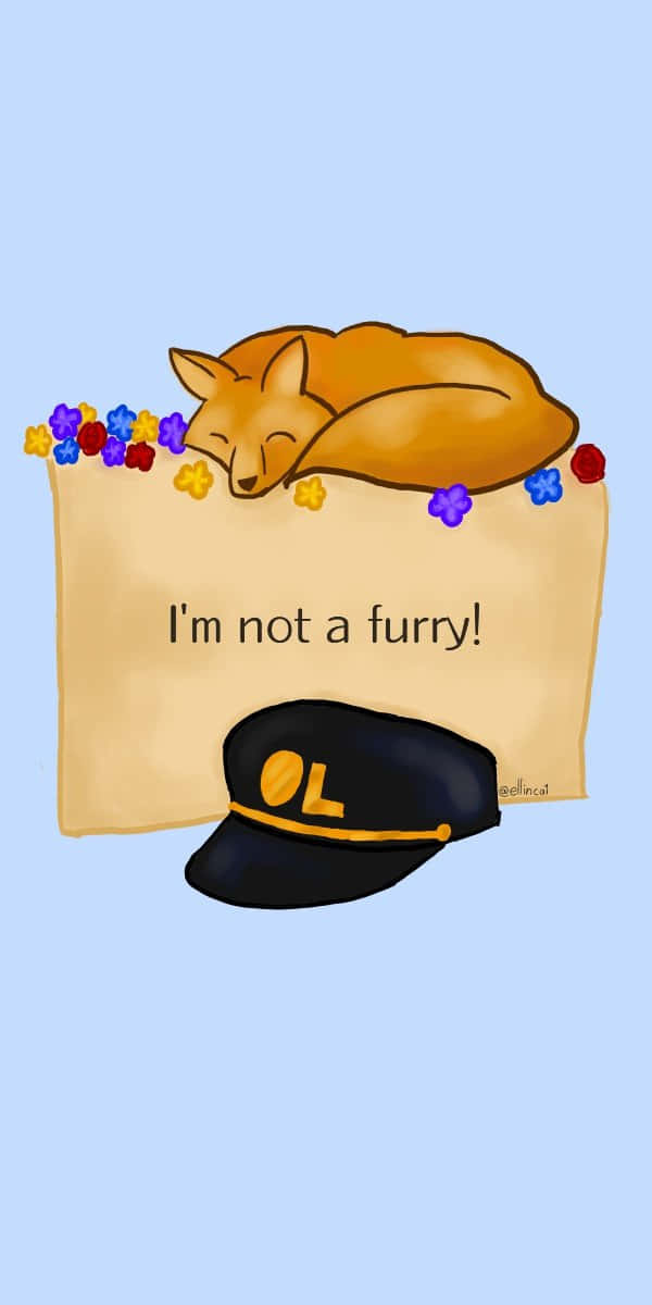 A Fox Sleeping With A Hat And A Note Saying I'm Not A Furry Wallpaper
