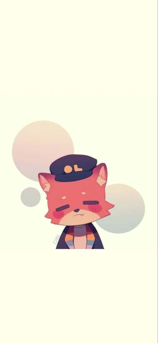 Download A Cartoon Fox In A Hat And A Speech Bubble Wallpaper