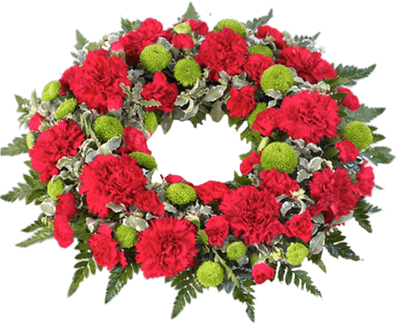 Funeral Floral Wreath Red Green PNG