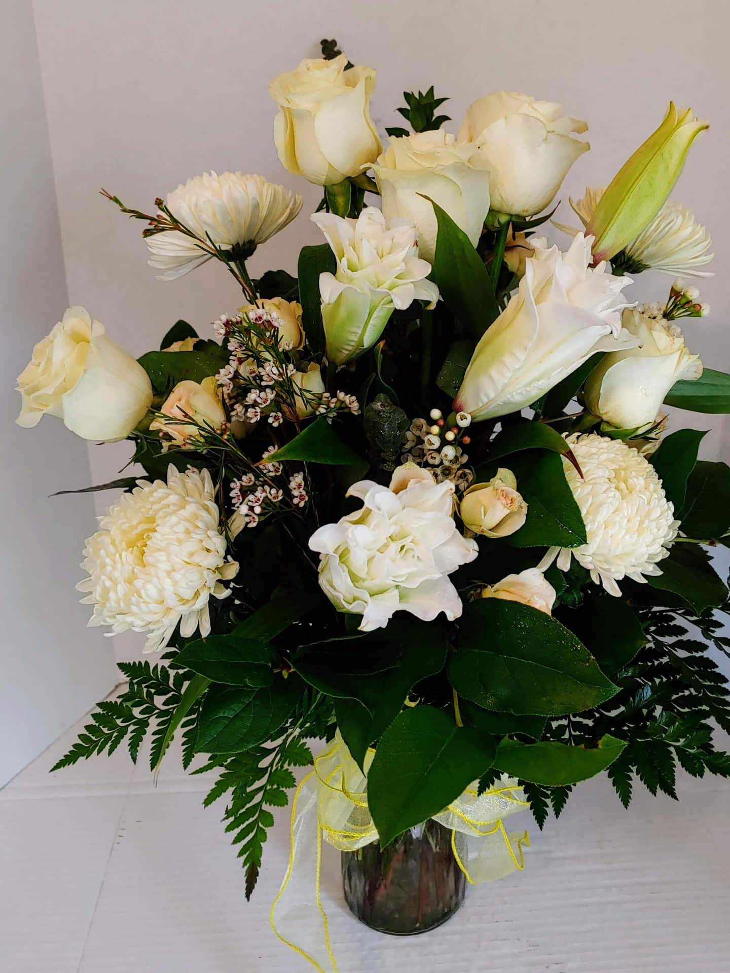 A Vase With White Flowers