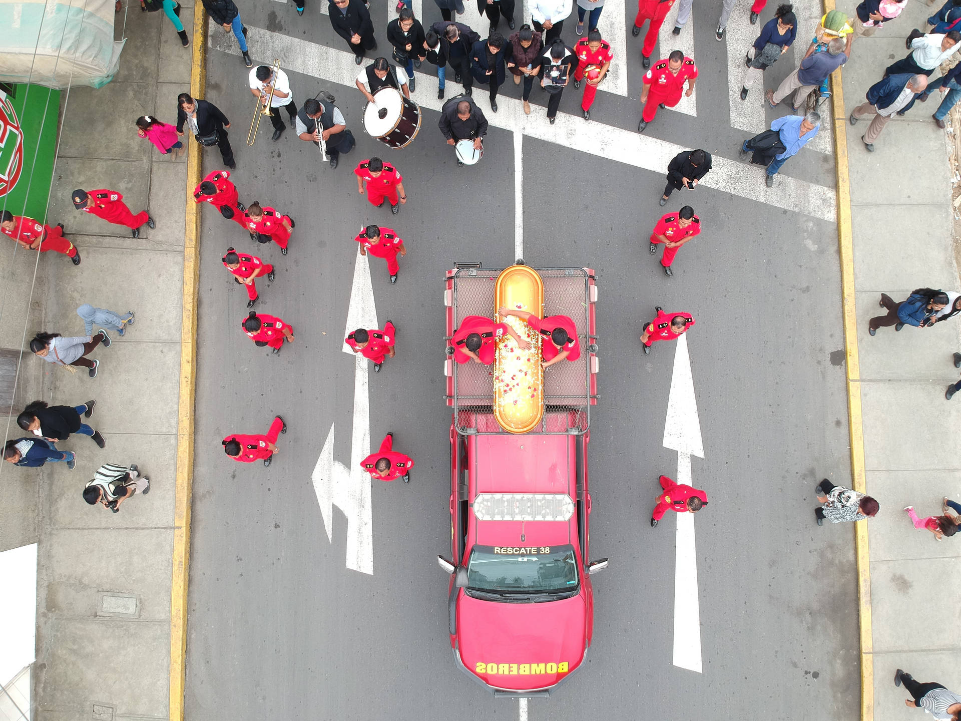 Funeral Procession Aerial Wallpaper