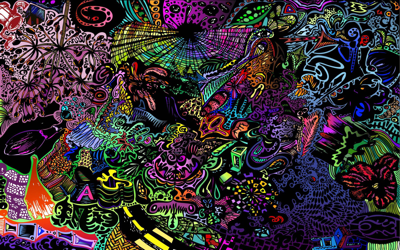 Funky Colorful Drawing Wallpaper