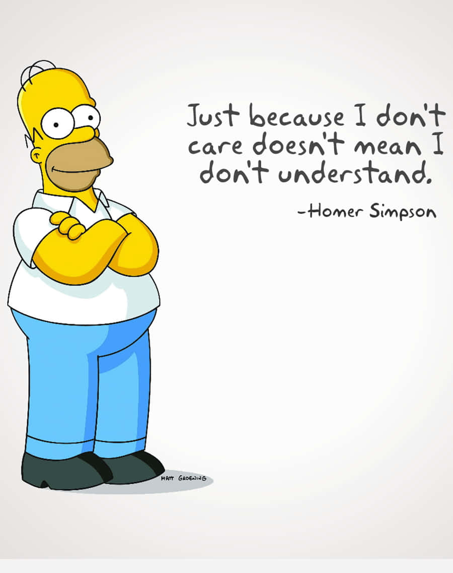 The Simpsons Quotes - Just Because I Don't Care Doesn't Mean I Don't Understand Wallpaper