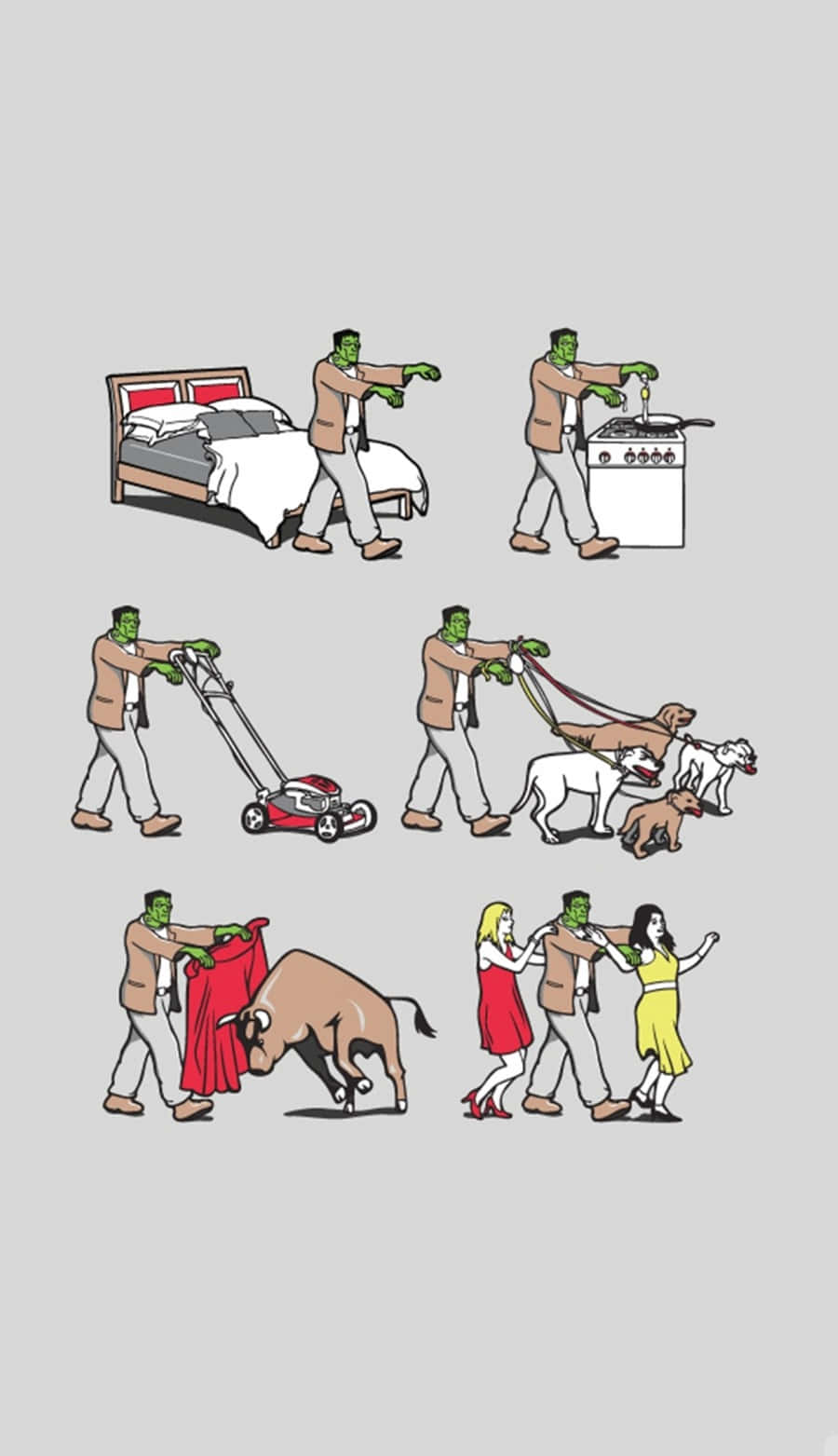 A Cartoon Of People Pulling A Dog And A Man Wallpaper