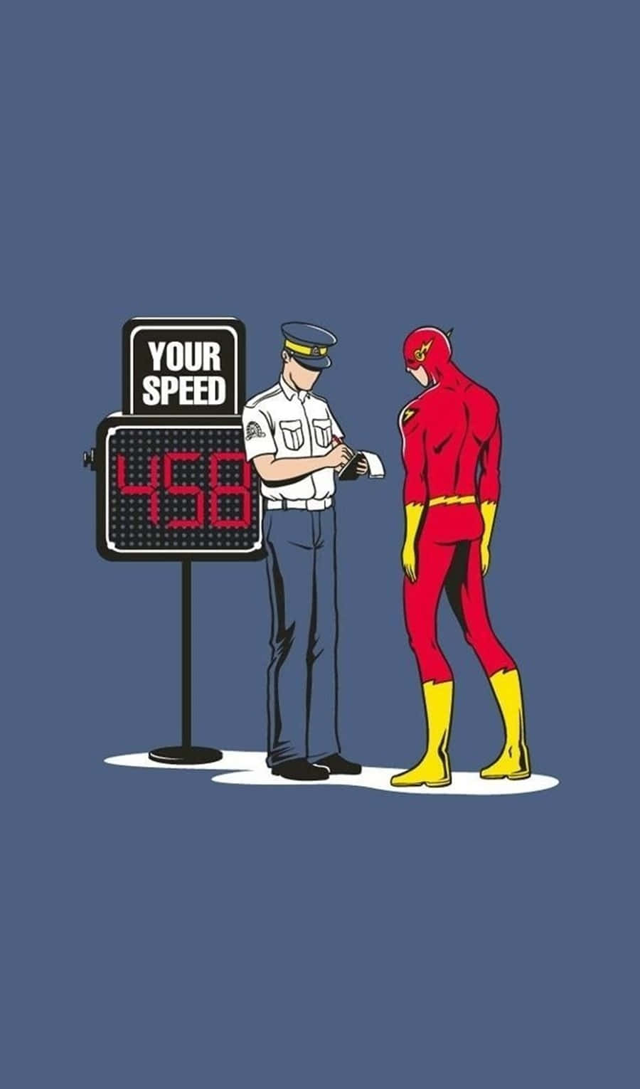 The Flash And A Police Officer Standing Next To A Sign Wallpaper