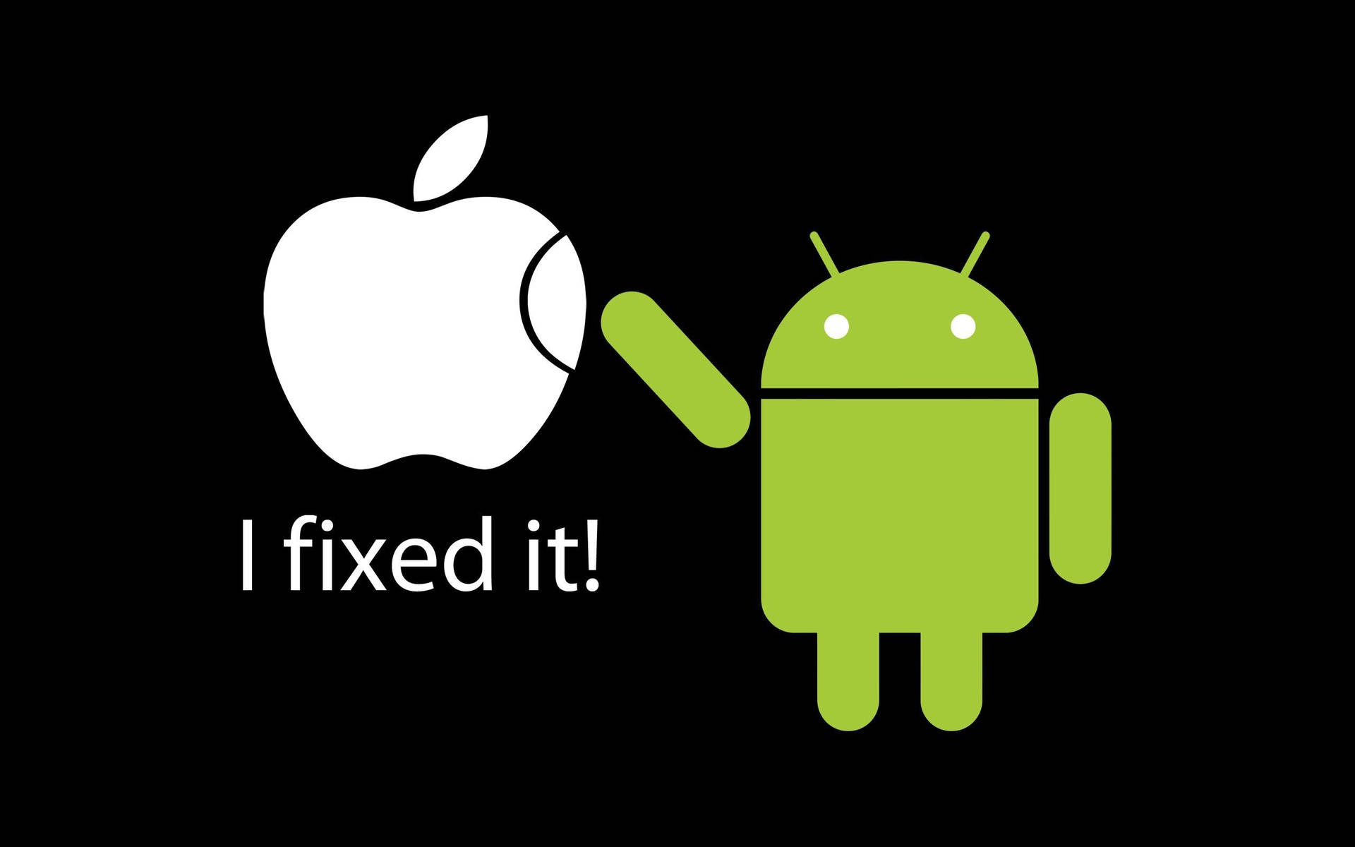 Funny Android And Apple Fan Art Wallpaper