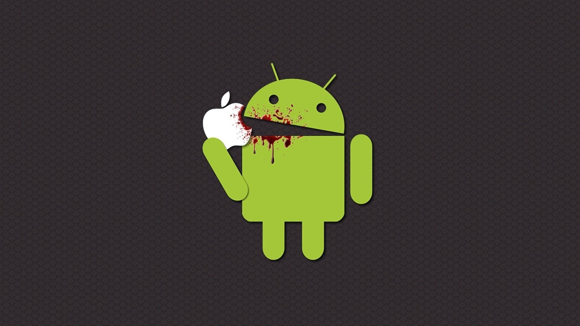 Funny Android Vs Apple Logo Wallpaper