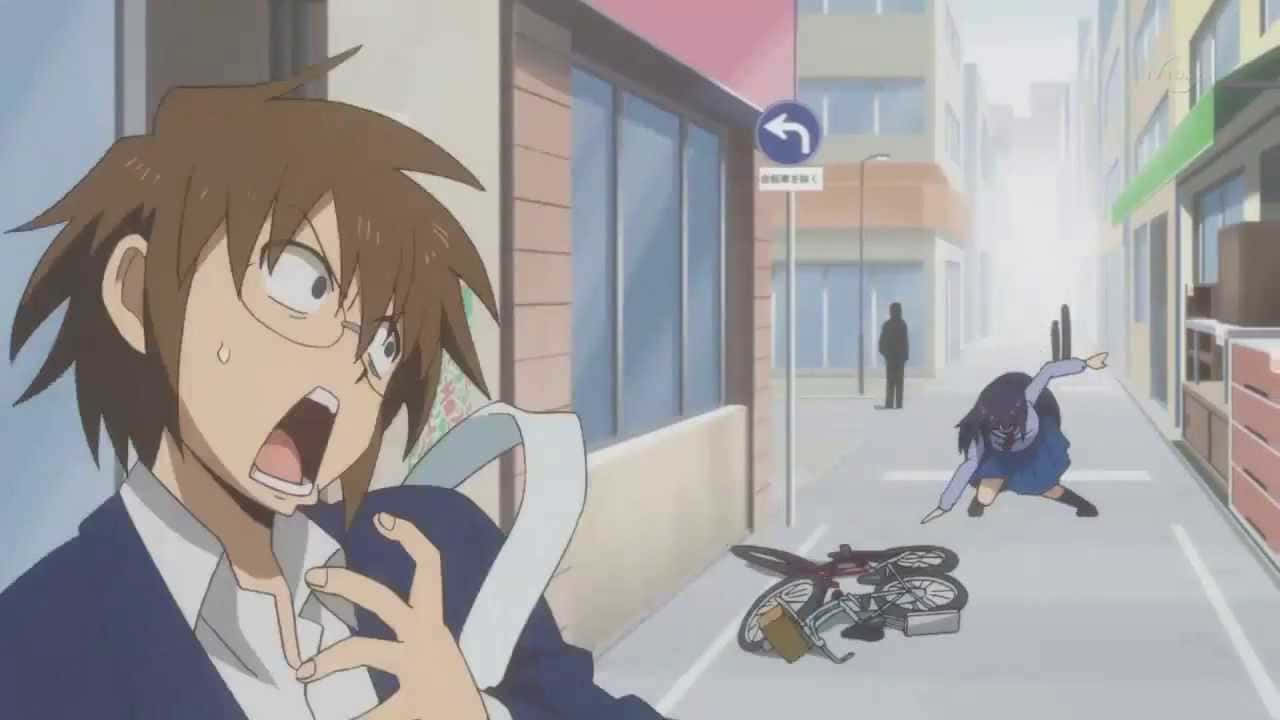Hilarious anime encounter between cat and girl