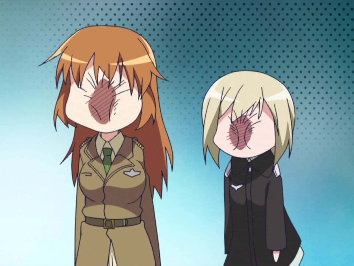 Two Anime Girls With Their Faces Covered