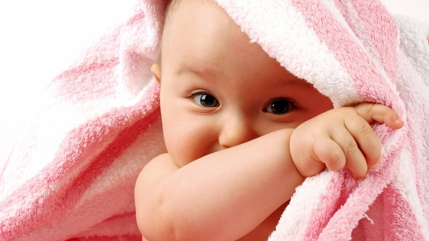 Funny Baby Hiding In A Towel Wallpaper