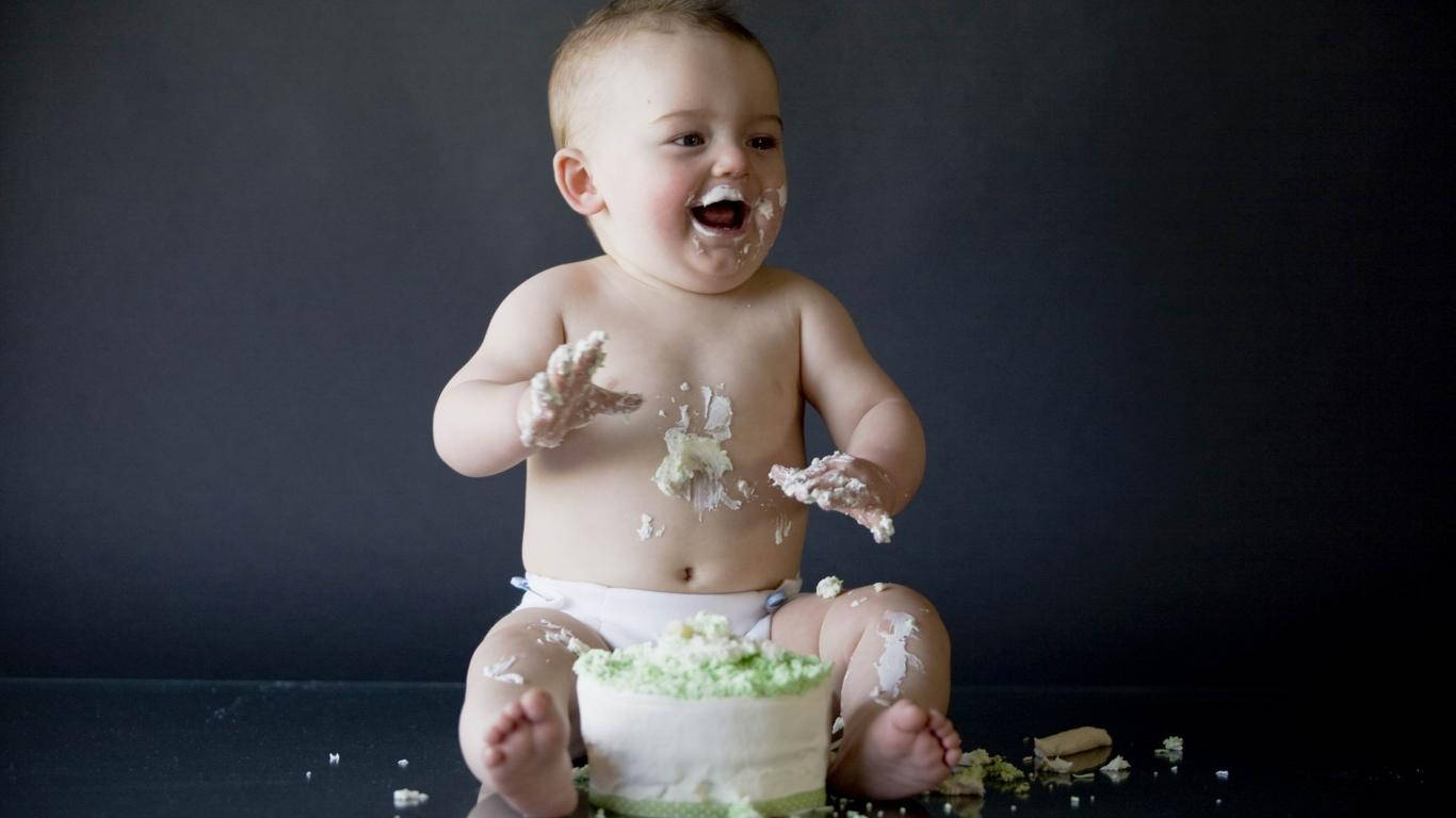 Funny Baby With Messy Face Wallpaper