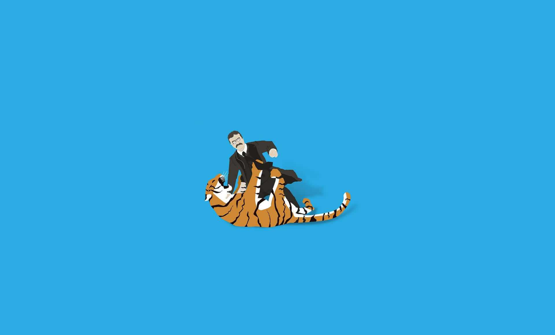 Funny Man Fighting A Tiger Background