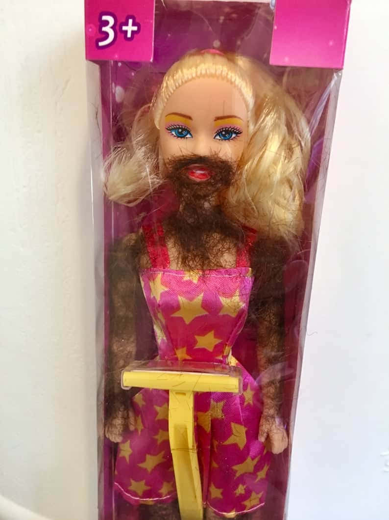 Funny Barbie Facial Hair Picture