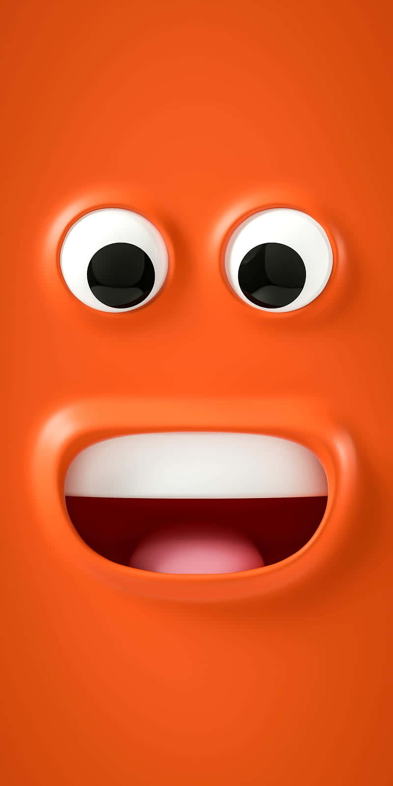 En orange ansigt med store øjne og en stor mund Wallpaper