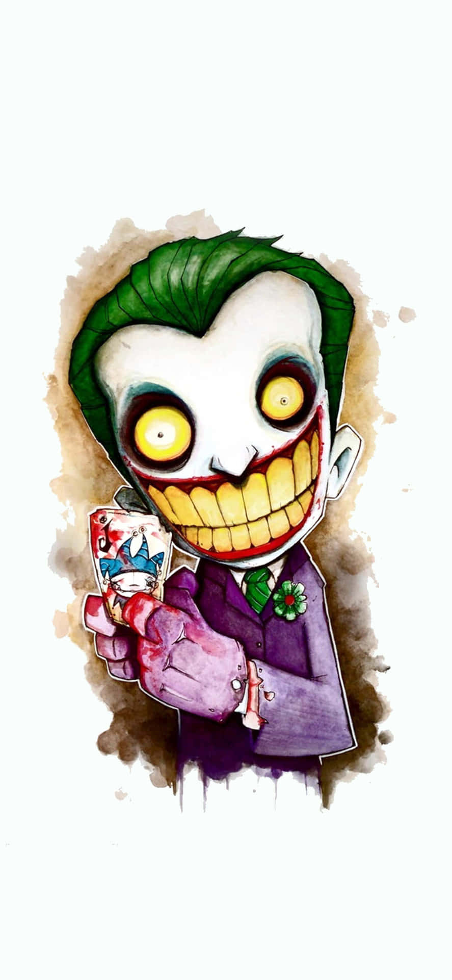 Entecknad Bild Av En Jokern Som Håller En Godis Wallpaper