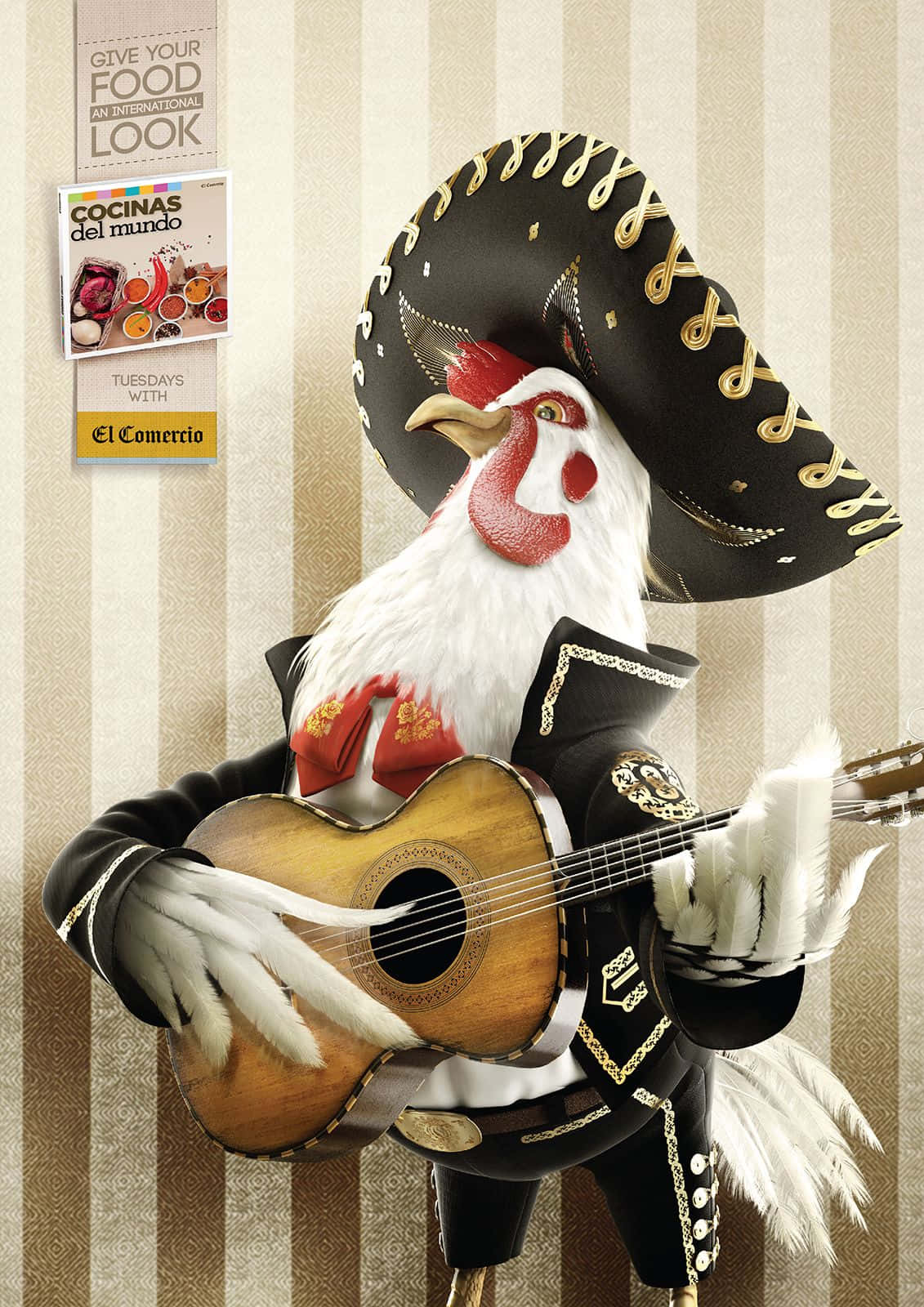 Funny Chicken Mariachi Singer Playing Guitar Picture
