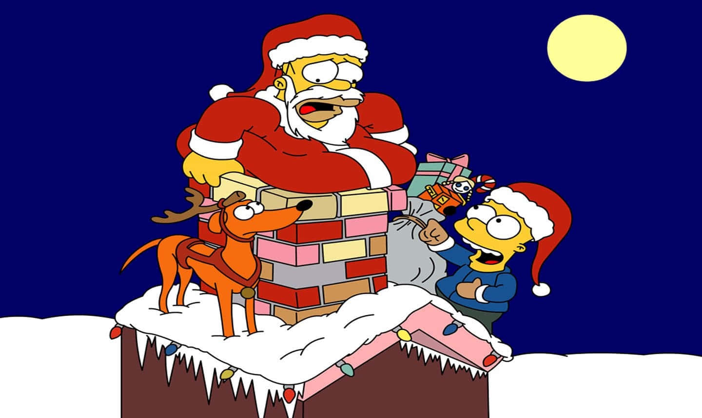 A Cheerful Santa Riding a Roaring T-Rex in a Snowy Christmas Setting