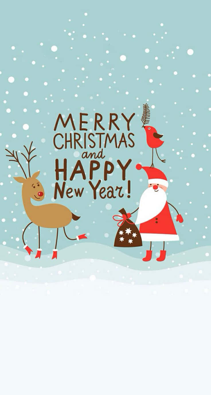 Fröhlicheweihnachten Und Ein Glückliches Neues Jahr Grußkarte Wallpaper