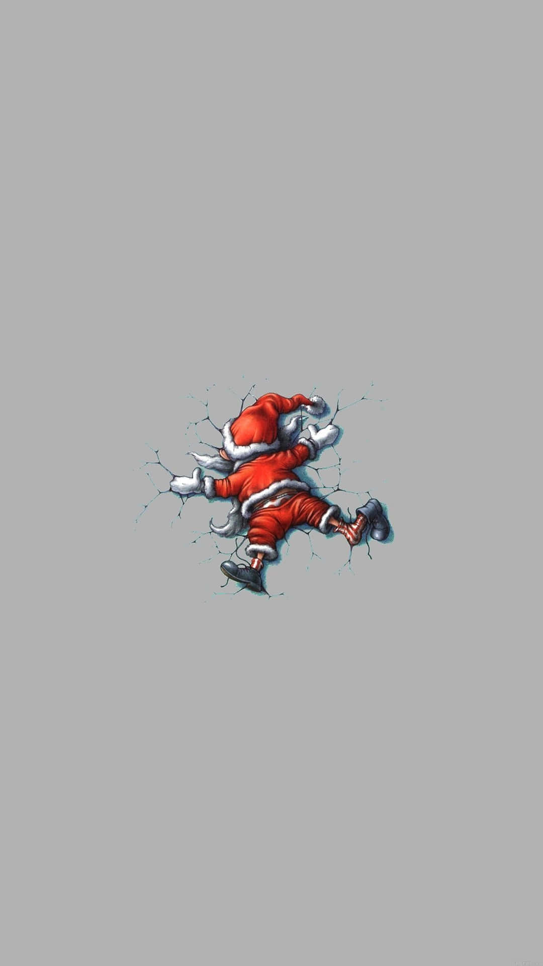 Santa Claus Running On A Grey Background Wallpaper