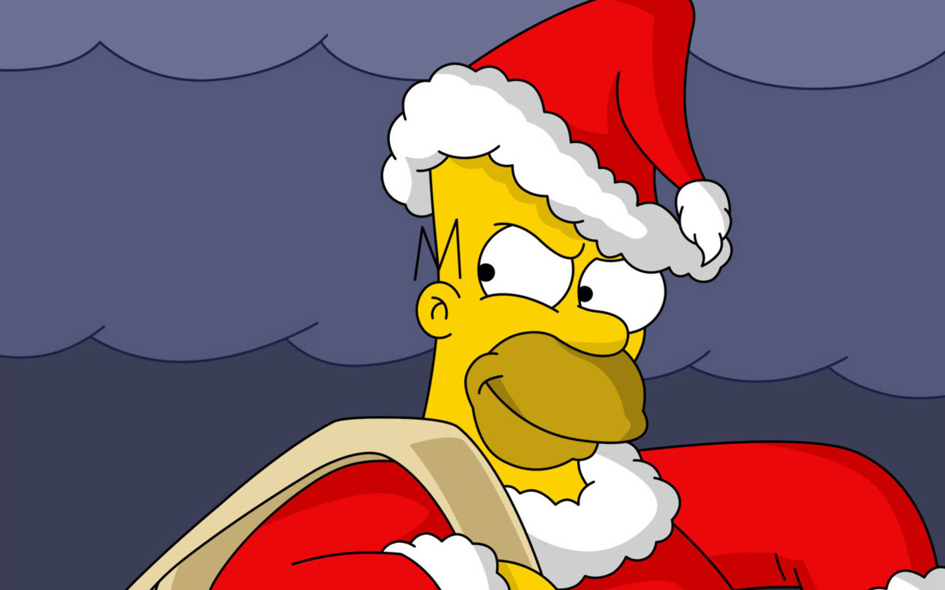 Funny Christmas Simpson In Santa Suit  Wallpaper