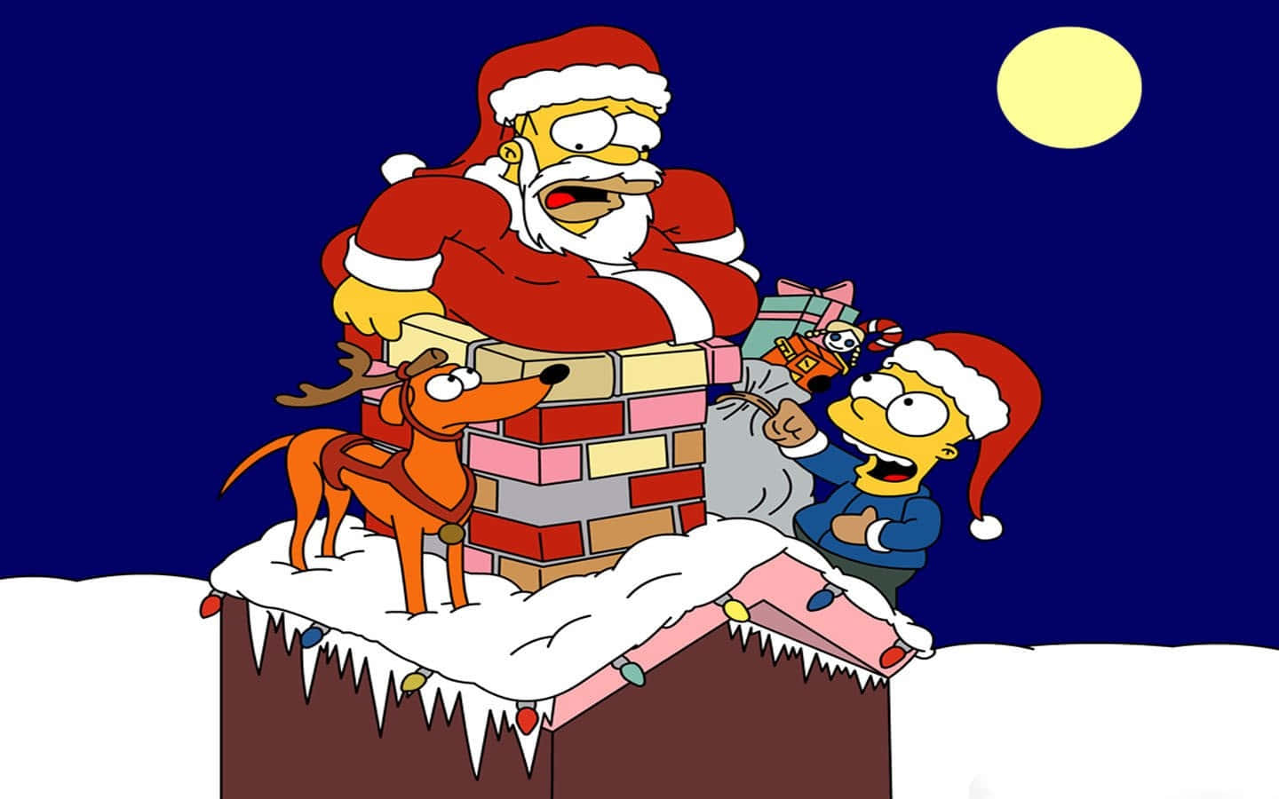 Funny Christmas Zoom Background The Simpsons On A Rooftop Background