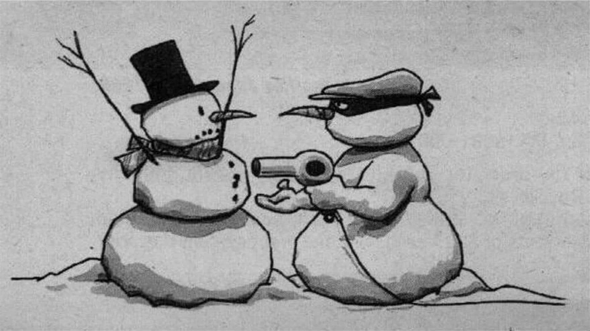 Funny Christmas Zoom Background Snowman Robber Art