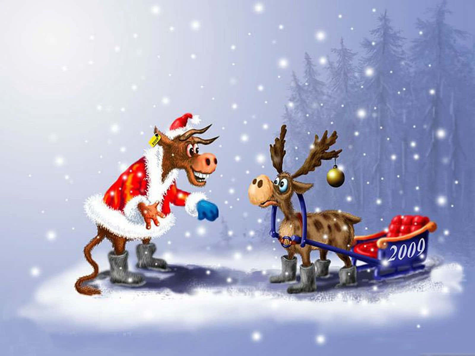 Funny Christmas Zoom Background Reindeer In Snow