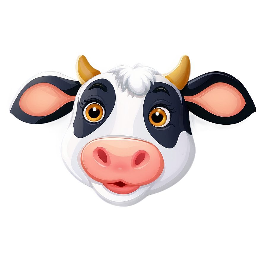 Funny Cow Face Cartoon Png Djg43 PNG