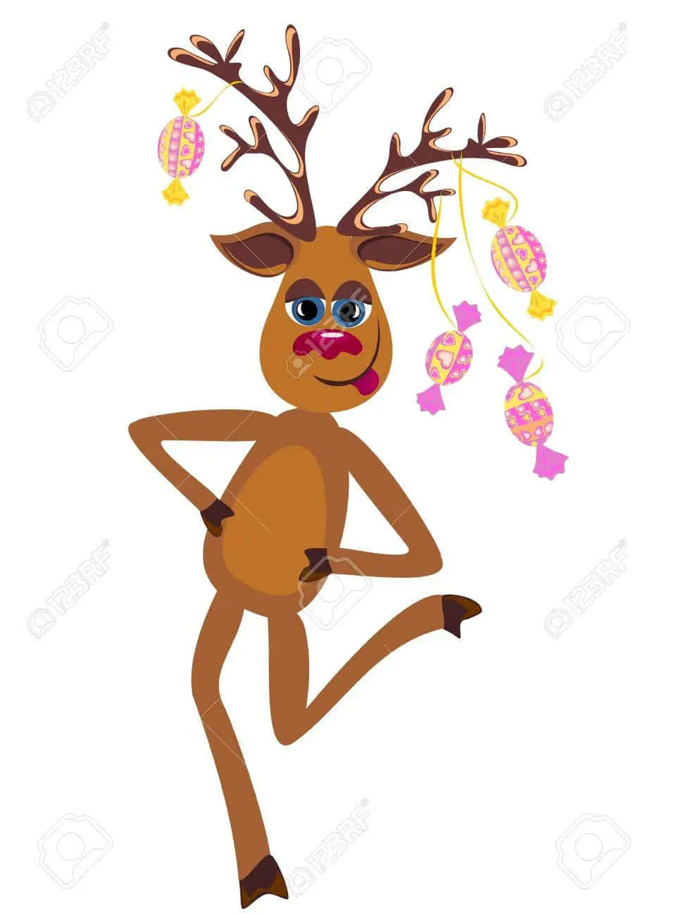 A Reindeer Dancing With Candy Stock Vector - Taylor