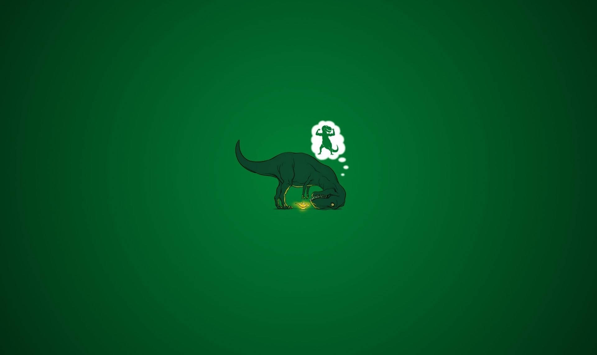 A Green Background With A Dinosaur On It Wallpaper
