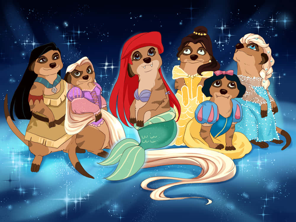 Witzigesbild Von Disney Prinzessinnen Und Chipmunks.