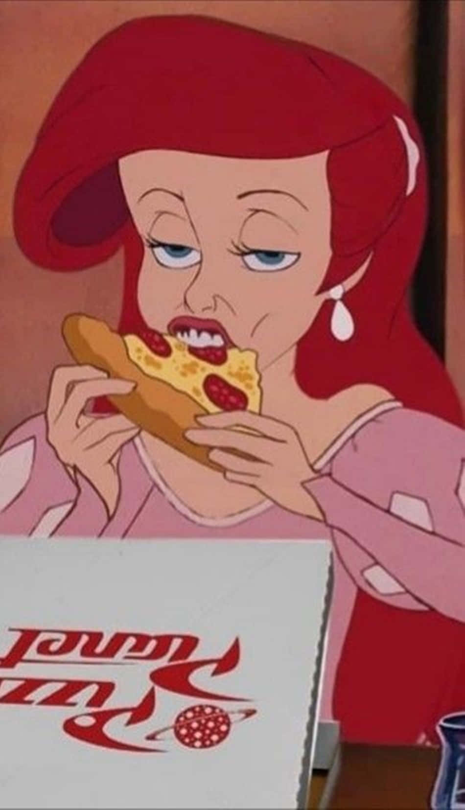 Divertenteimmagine Di Ariel Di Disney Che Mangia Pizza.
