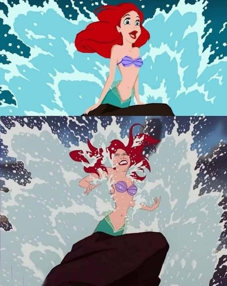 Erwartungvs. Realität - Lustiges Bild Der Disney-prinzessin Ariel.