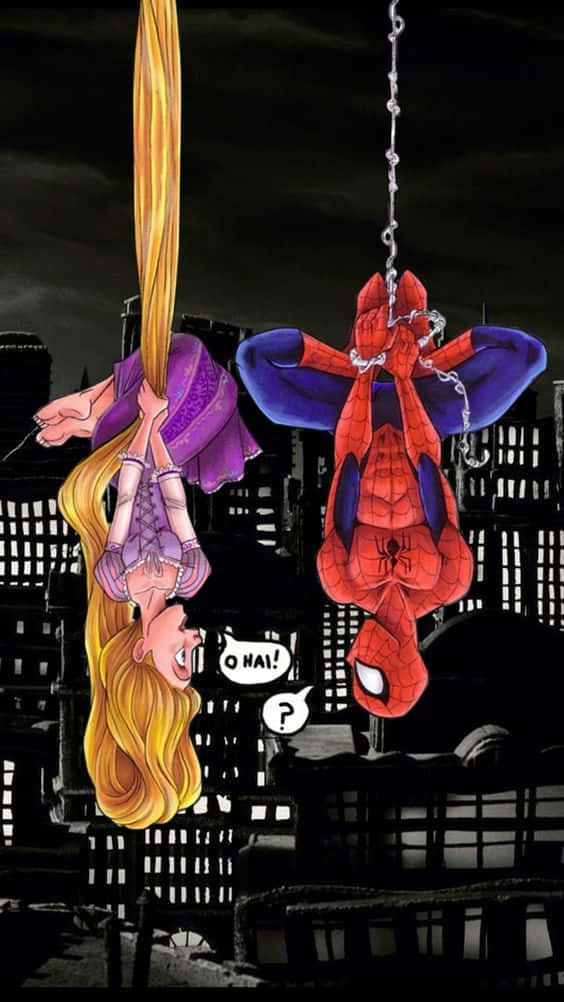 Rapunzelund Spiderman Witziges Disney-bild