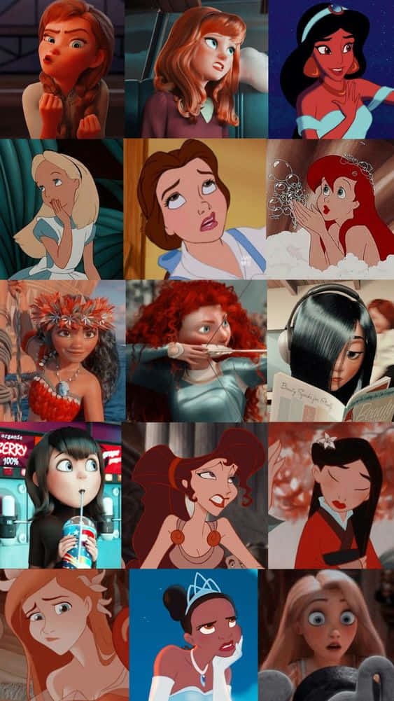 Roligbildkollage Av Disney-prinsessor.