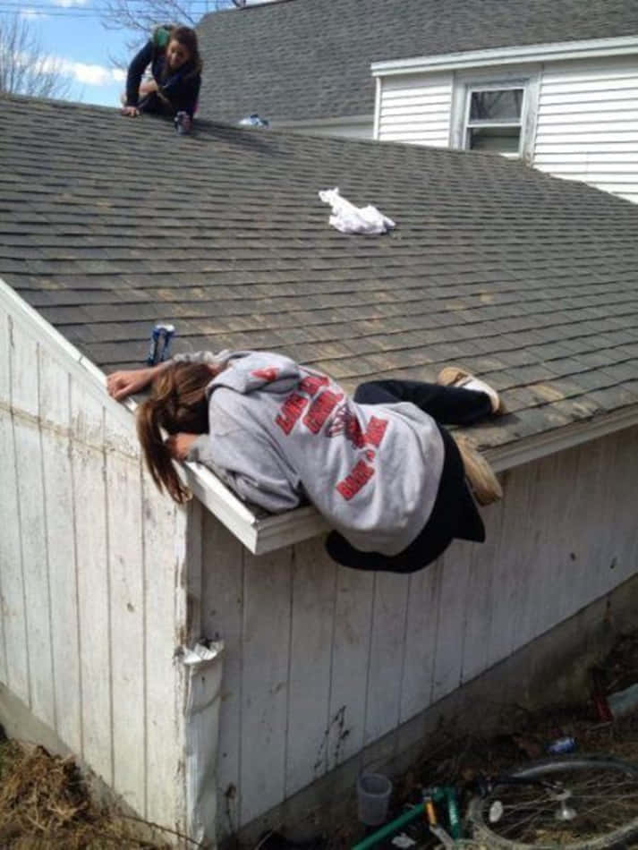 Funny Drunk Passed Out On Roof Pictures